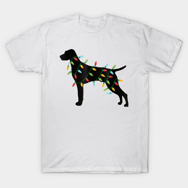 Cute Hungarian Christmas Lights With Santa Hat Dog Dad Mom T-Shirt by Mitsue Kersting